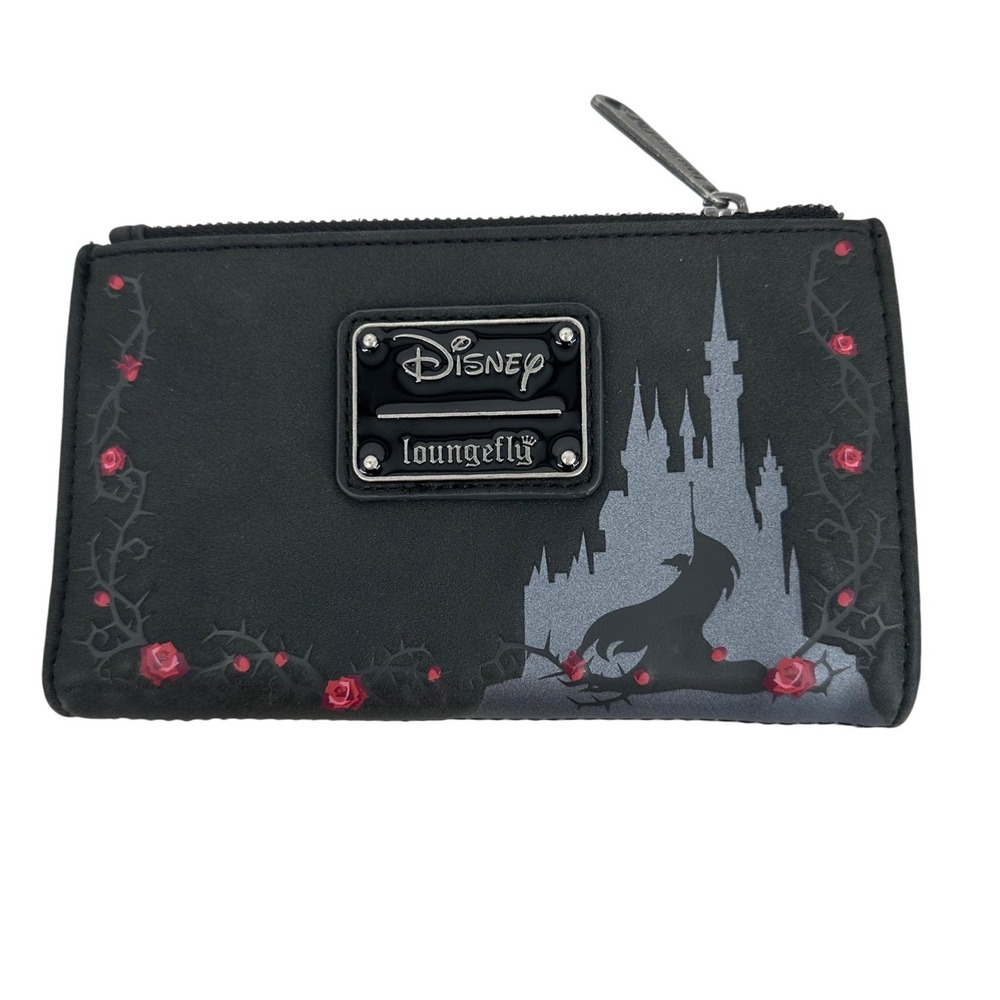 Disney Loungefly Sleeping Beauty Maleficent Castle Wallet Black Gothic Rose - Picture 1 of 4